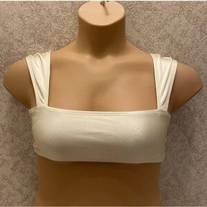 Chic Wide Strap Ivory Shimmer Bikini Top